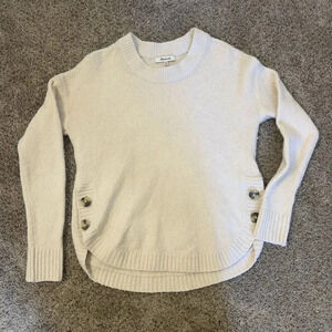 Madewell Women's XXS Sweater Cream Cozy‎ Merino Wool Blend Oversize Scoop Neck